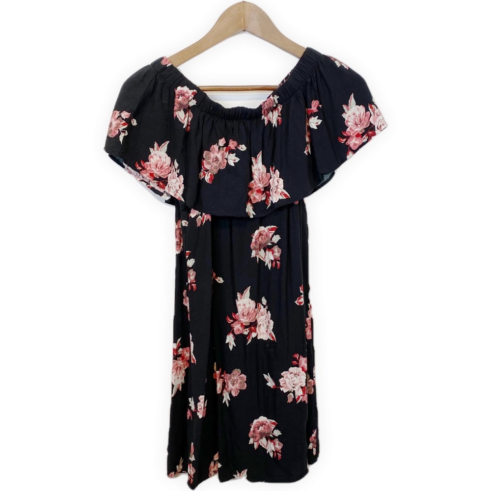 Womens Flower Printed Off Shoulder Ruffle Bardot Top • Small - Picture 3 of 7